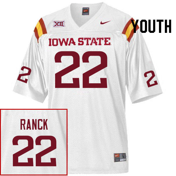 Youth #22 Dillon Ranck Iowa State Cyclones College Football Jerseys Stitched Sale-White